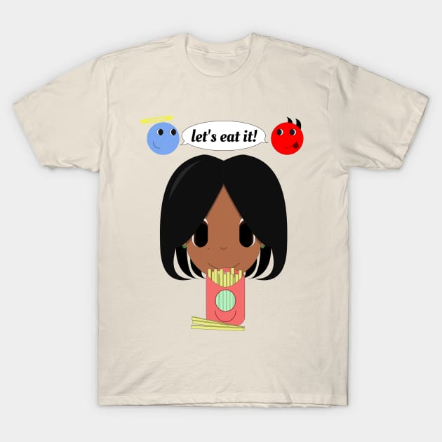 Fries vs angel and devil T-Shirt by cristinaandmer